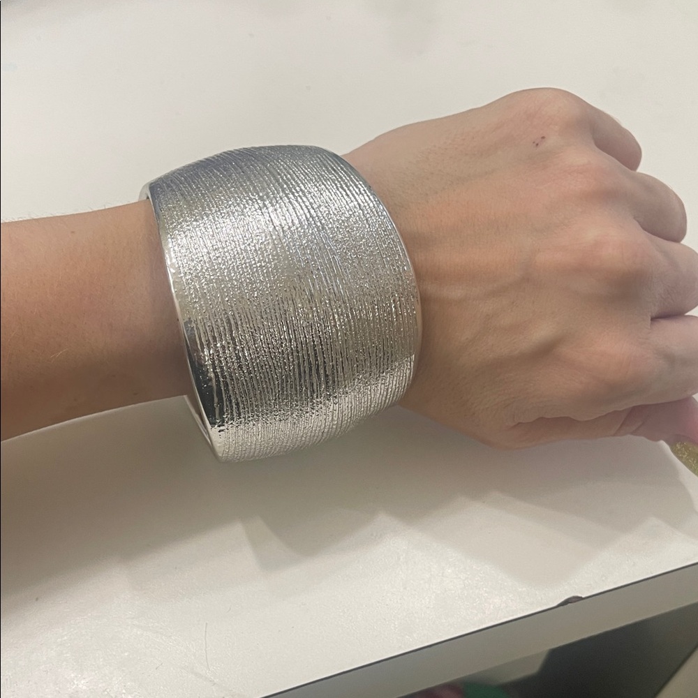 Textured Silver Cuff Bracelet
